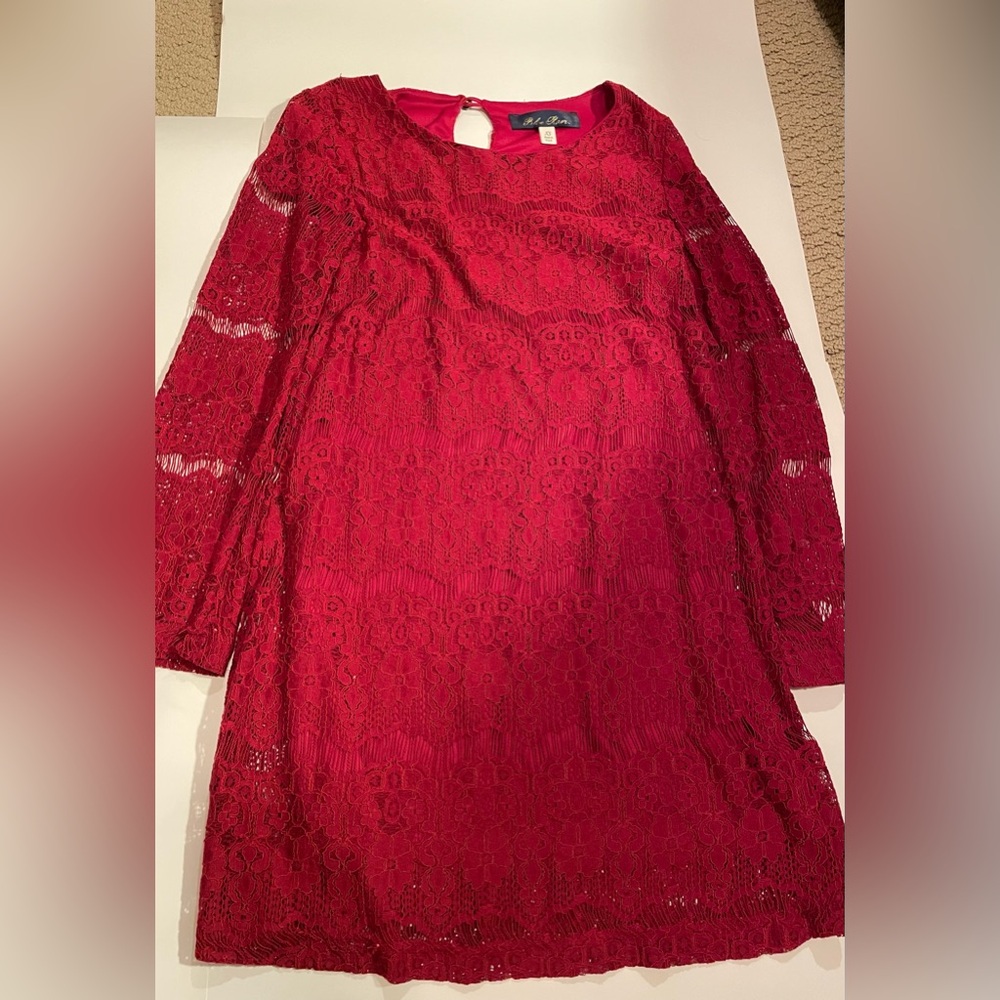 Red Long Sleeve Lace Dress